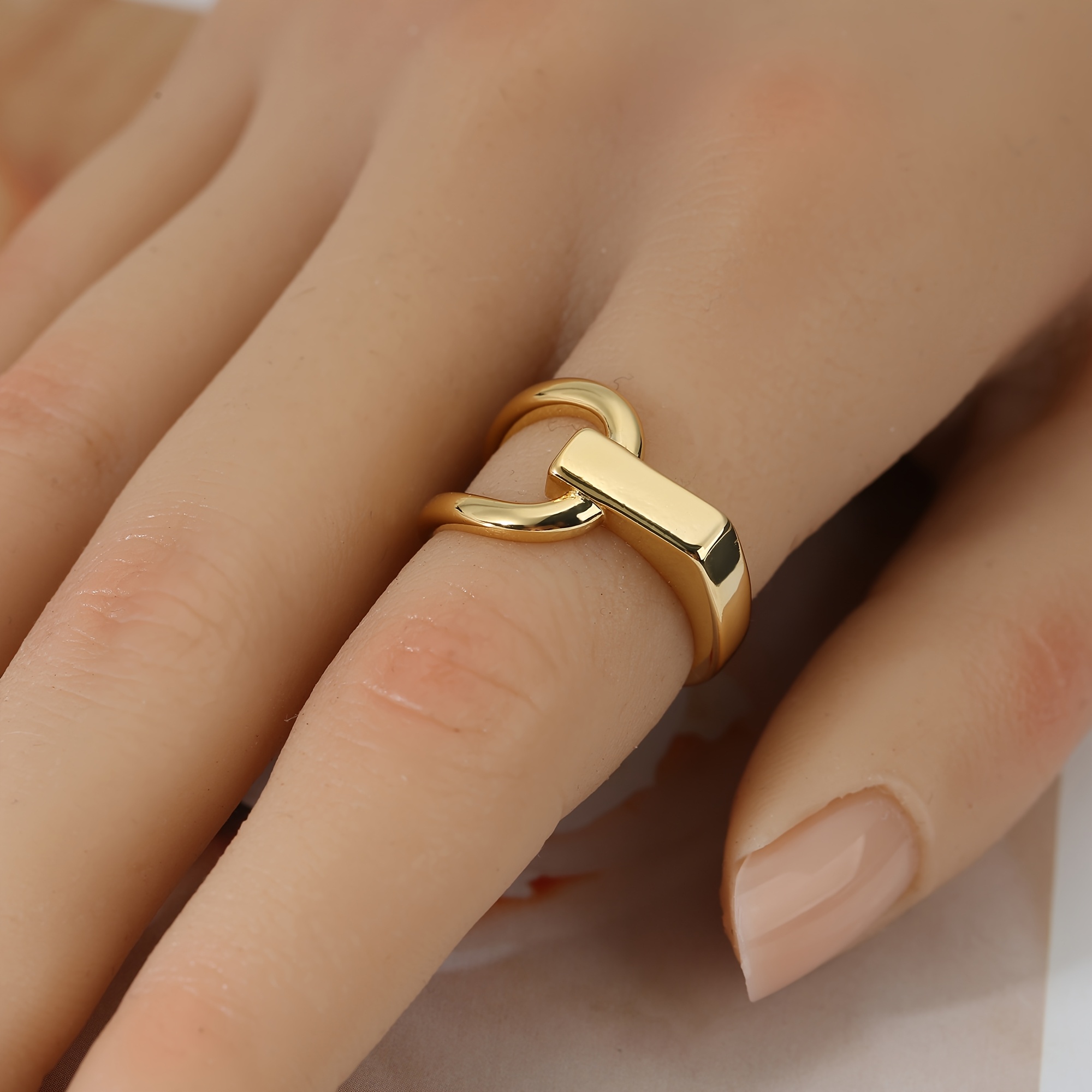 European & American Fashion Copper Minimalist Adjustable Open Ring